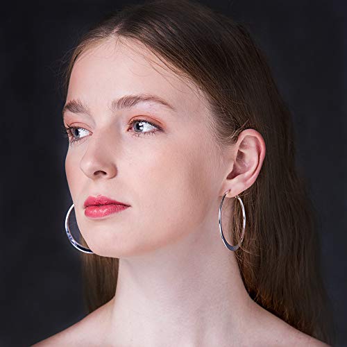 Hoops Earrings, Fashion Jewelry 18K White Gold Plated Hoop Earrings For Women Sensitive Ears 50Mm #TOP1