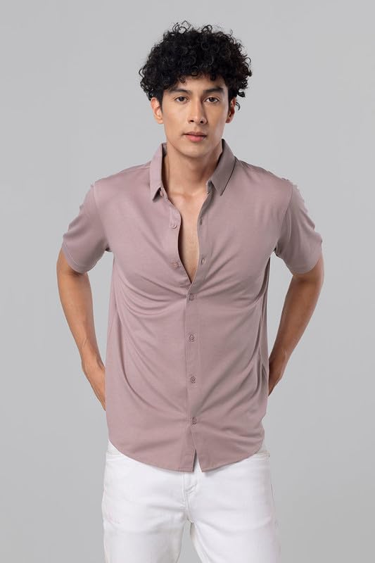 Image of SNITCH Men Rayon Blend Regular Maverick Plum Shirt