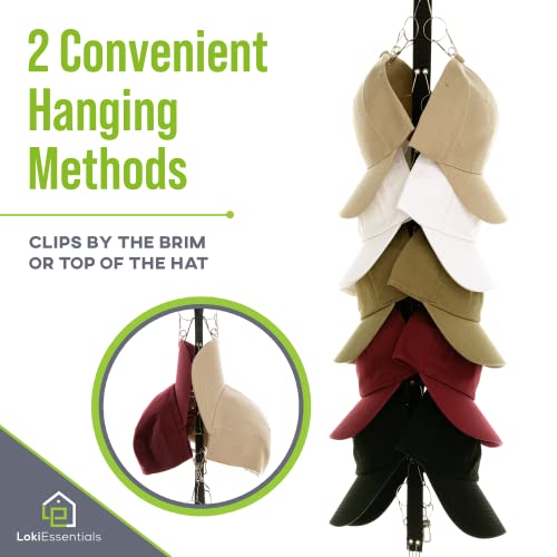 LokiEssentials-Hat-Organizer-Holder-Rack-for-Closet-Rod-2-Pack-Easy-Hat-Storage-Hangers-for-Baseball-Cap-16-Large-Premium-Clips-for-Ball-Golf-Caps-Beanies-Sports-Cap-Organization