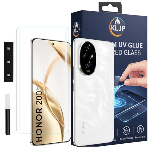Image of Advanced HD+ UV Tempered Glass Screen Protector For Honor 200 (Pack of 1) Full Adhesive UV Curved Screen Protector Case Friendly HD Clarity with installation kit