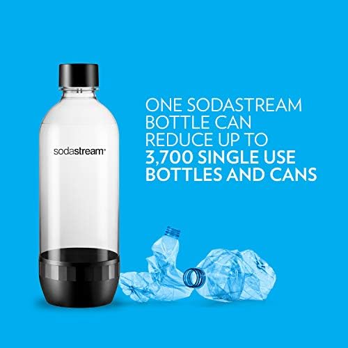 sodastream Dishwasher Safe 1L Classic DWS Carbonating Bottle Black (twinpack), Plastic