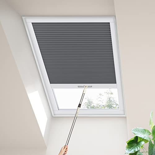 Moonice Skylight Blinds Cordless Roof Honeycomb Window Blinds Light Filtering Cellular Pleated Roof Shades for Home Easy to Install Shades for Inclined Plane Room Windows Custom Size (Blue Haze) — image 1