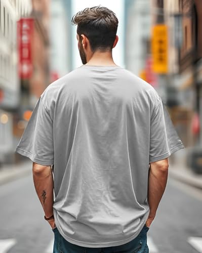 Image of AUSK T-Shirt for Mens with Round Neck Oversized Drop Shoulder