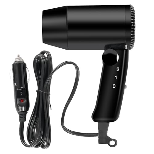 Vegena Mini Asciugacapelli Portatile per Auto 12V - Potente e Compatto ad Asciugatura Rapida per Campeggio