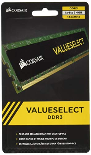 Corsair Value Select - M�dulo de Memoria Principal de 4 GB (1 x 4 GB, DDR3, 1333 MHz, CL9) (CMV4GX3M1A1333C9)