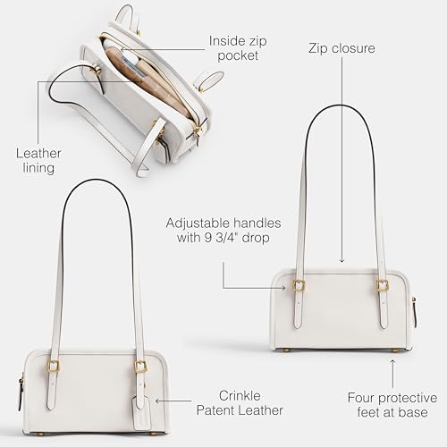 Coach Crinkle Patent Swing Zip Bag 20, B4/Chalk3