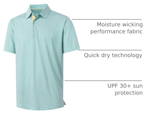 Image of M MAELREG Mens Golf Shirt Short Sleeve Dry Fit Print Moisture Wicking Performance Patterns Collared Polo Shirt
