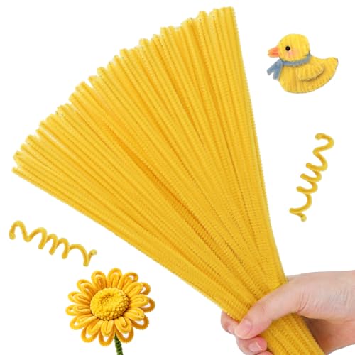 Hssugi Pipe Cleaners 100PCS Pipe Cleaners Craft Supplies Light Golden Chenille Stems Pipe Cleaners Bulk Fuzzy Sticks for DIY Art and Craft Projects Home Decoration