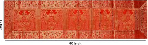 Image of Indian Traditional Decorative Silk Table Runner Kitchen Dining Good Luck Table Cloth for Wedding Bridal Birthday Party Decorations - 60x16 Inches (Light Pink)