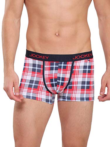 Image of Jockey US63 Men's Super Combed Cotton Elastane Stretch Printed Trunk with Ultrasoft Waistband (Prints May Vary)