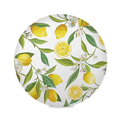 Senya Lemon Flowers Round Placemats Set Of 6 For Dining Table Heat Insulation Non-Slip Washable Place Mats #TOP5