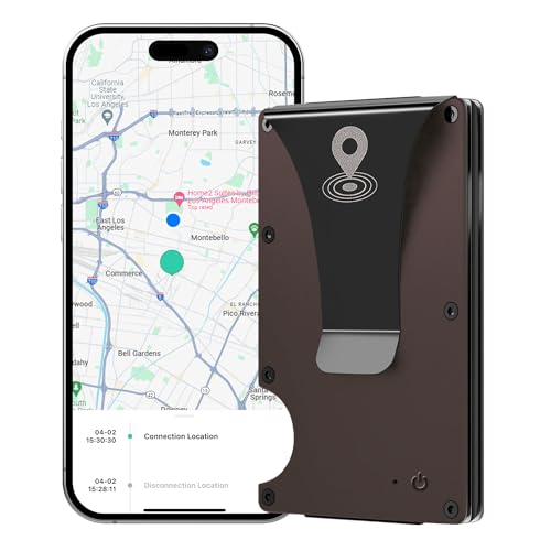 Anti-Lost Trackable GPS Smart Wallet for Men with Tracker Work with Apple Find My Wallet Tracker (IOS only) (Carbon)