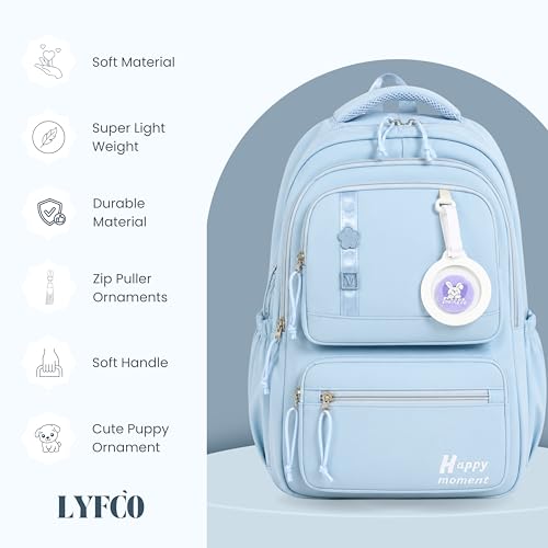 Image of Korean Style School & College Backpack with Detachable Pouch | 18 Inch Large capacity bag for Girls & Boys Age of 12-16 years | Best for School, Tution, Travel, Camping