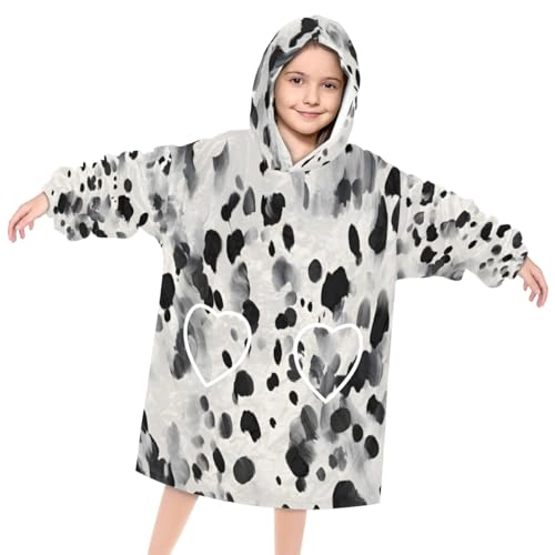 Wearable Blanket Hoodie for Kids, Fashionable Leopard Print Fleece Sweatshirt Blanket Oversized Blanket Sweatshirt with Pocket Flannel Warm Hooded Blanket 6-10 Year Old Girl Boy Gift, One Size
