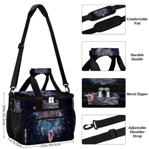 Dream Catcher Insulated Picnic Backpack Lunch Box for Women Men Picnic Basket Tote Lunch Bag Picnic Bag Portable Lunch Bags for Picnic, Beach, Work, Trip,Office, Camp Dreamcatcher Bohemian