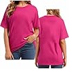 Hot Pink Personalised Gifts for Women Front Back Printed Custom T Shirt Customised Short Sleeve Solid Loose Funny Tee Top Music Fans & Fashion Trendsetters Size 8 #3
