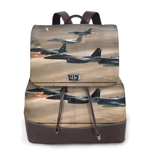 Sac à dos en cuir EdWal d'une finition remarquable au motif Jet Fighter