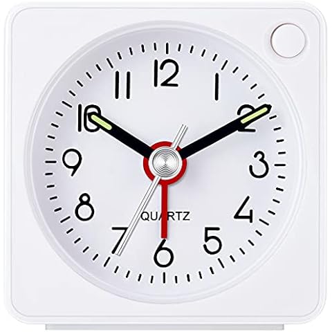 YouJaBz Travel Analog Alarm Clock, Ultra Small Clock with Snooze and Light Function, Super Silent Non Ticking, Battery Operated, Easy to Setup Cover