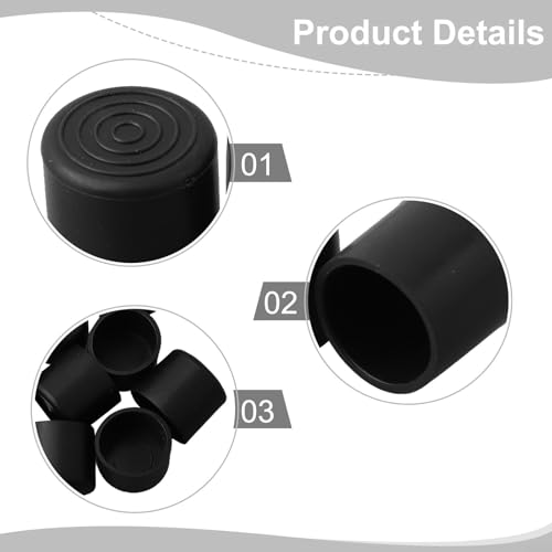 Lot de 20 embouts de chaise en caoutchouc PVC anti-rayures pour pieds de table - Silencieux - Réducteurs de bruit - Capuchons ronds réglables (22 mm) – vue 8