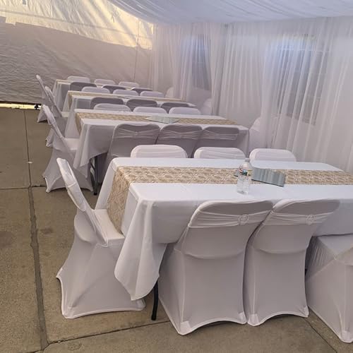 Albassa Chair Sashes Spandex Stretch Chair Bows with Buckle Slider for Wedding Party Decorations (White, 50PCS) by Albassa - Used condition - Image 5