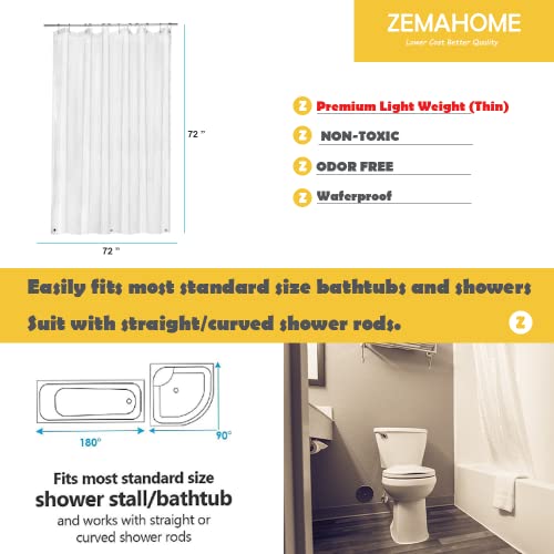 Image of ZEMAHOME 4 Pack PEVA Plastic Shower Curtain Liner Premium Light Weight 72 inch x 72 inch Clear Bathroom Shower Showroom Curtain Liner with Rustproof Metal Gromments and Weighted Magnet