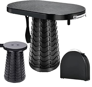 AMAZON - Outward Gear Portable Table Collapsible Small Folding Table and Chairs for Travel Camping Cooking Foldable Retractable Telescopic Table 2-in-1 Stool