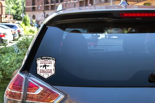 Image of eDesign 2-Pack Right to Bare Arms Shall Not Be Infringed 2nd Amendment Sticker Decal - 4 Inches - 2a Sticker for Car Truck SUV Van Window Bumper Wall Laptop Tablet Cup Tumbler and Any Smooth Surface