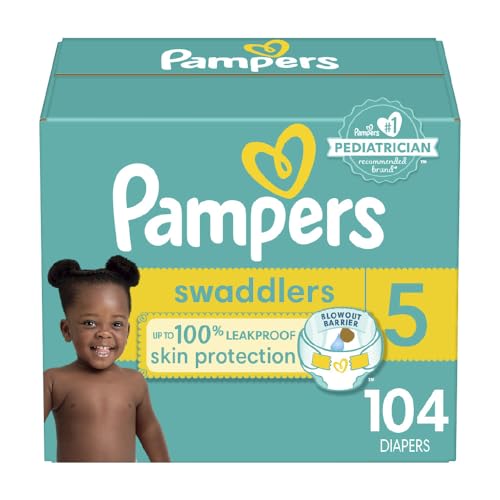 Image of Pampers Swaddlers Diapers - Size 5, 104 Count, Ultra Soft Disposable Baby Diapers