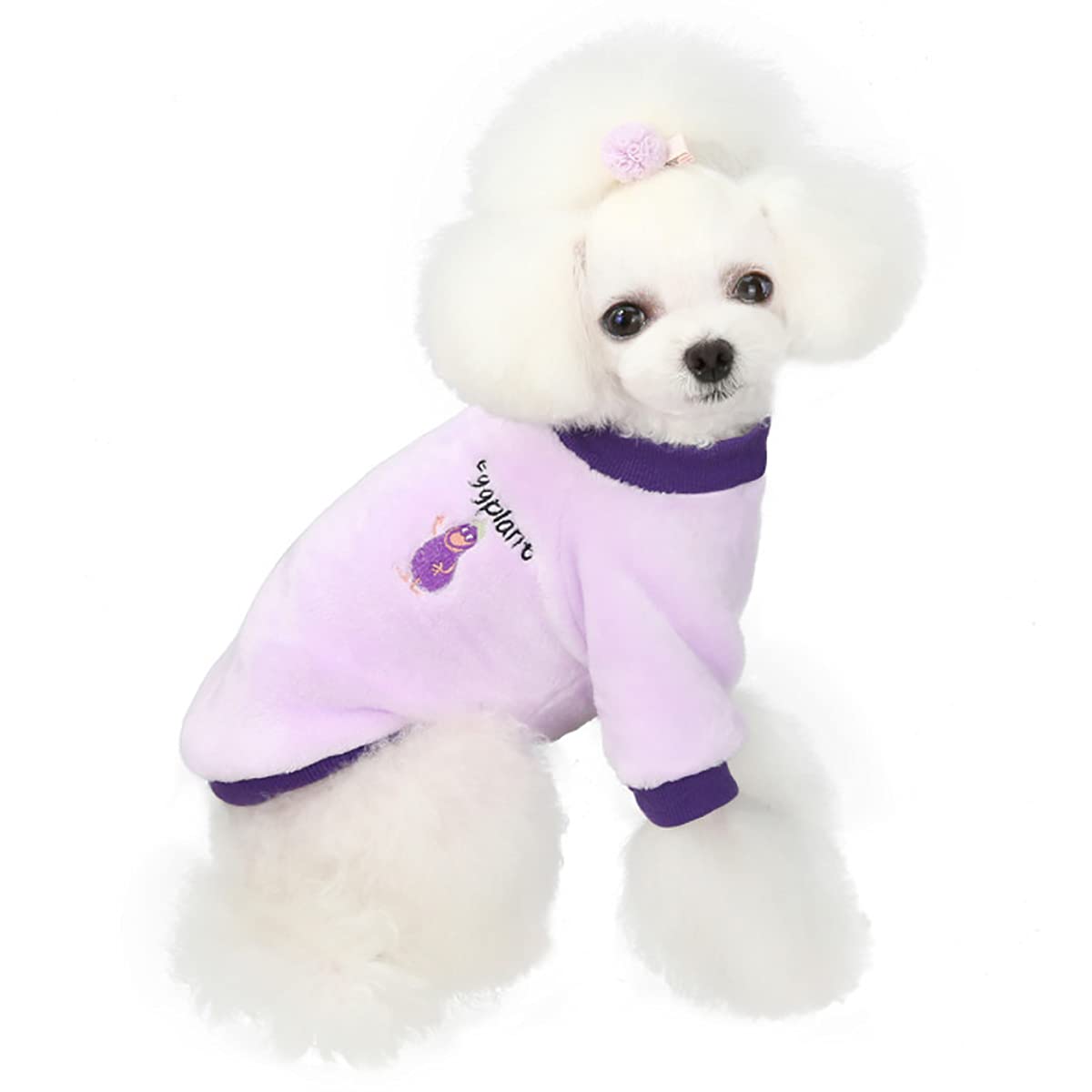 Dog Sweater Dog Clothes Fleece Dog Woolen Sweater Winter Warm Coat Fruit Pajamas Fleece Sweater for Small Dog Medium Dog Cat Purple XXL - Image 4