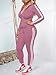 Hakubeby Women 2 Piece Outfits Casual Workout Sets Striped Bodycon Tracksuit Zip Up Long Sleeve Hoodle Jacket Jogger Pant Set Pink XL