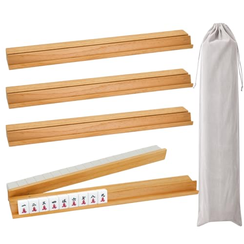 magic sewing machine 4PCS Wooden Mahjong Racks with Magnetic Pushers, 17.4 in Natural Wood American Mahjong Tile Rack Set, Modern Table Game Accessories for Mahjong Tiles（Natural,17.5 by magic sewing machine - Used condition - US$36.09