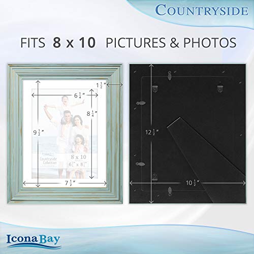 Icona Bay 8X10 Picture Frames With Mat (Eggshell Blue, 6 Pack), French Country Style Picture Frame Set, Wall Mount Or Table Top, Countryside Collection #TOP2