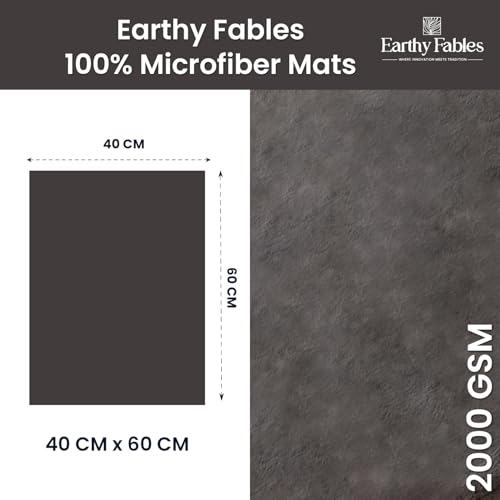 Image of Earthy Fables Feather Microfiber Rug /Mat, Thick, Quick Dry, Anti-Skid, Non-Slip, Machine Washable Floor Rug, Door Mat for Kitchen, Bedroom, Living Room, 60 x 40 cm - Grey