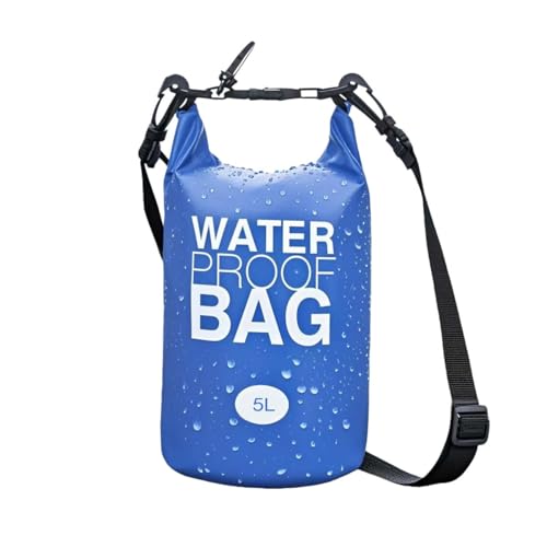 Bolsa seca impermeable con correa para el hombro y cierre enrollable de 5 litros (azul) miniatura 2