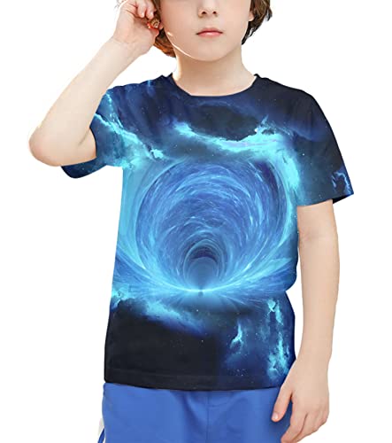 Image of Linnhoy Kids 3D Print Fashion Graphic T-Shirts for Boys Girls 6-16 Years | Unisex Colorful Short Sleeve, Crewneck, Breathable Fabric, Suitable for Daily Sport Festival Wear