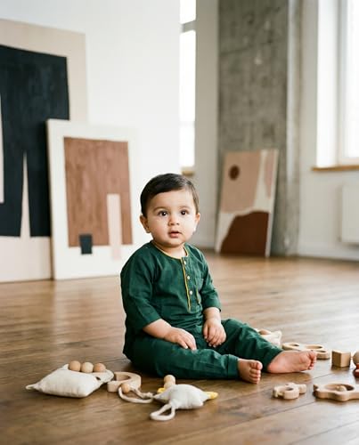 Image of Baby Boys Night Suit 3 /4 Sleeves Co-Ord Nightwear Set - Pure Cotton- Soft, Comfy & Perfect for Sleep Time