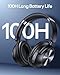 TAGRY Hybrid Active Noise Cancelling Bluetooth Headphones 100H Playtime Wireless Over Ear Headphone with Fast Charging Hi-Res Audio Headsets Comfort Earcups for Commute Travel Office Phone PC Black