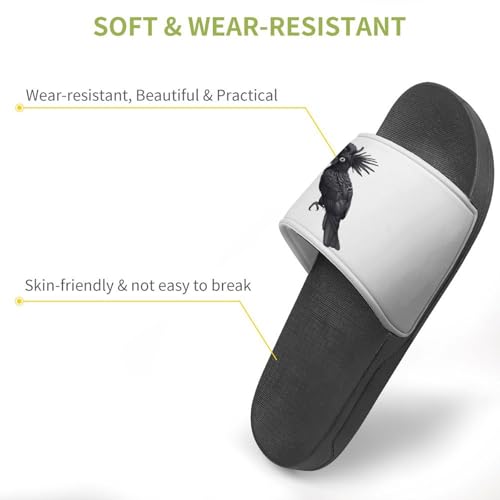Black Cockatoo Bird Non Slip Slides Sandals for Women Men Quick Drying Shower Shoes for Bathroom Pool Beach3