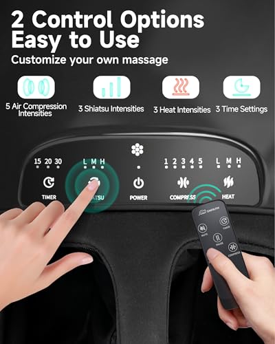 Image of Snailax 2026 Upgrade Foot Massager Machine with Heat, Compression, Deep Kneading Shiatsu, Rolling Scratch for Plantar Fasciitis Relief (Remote Control), Men Size 13 at Home Office, Gift for Women Men