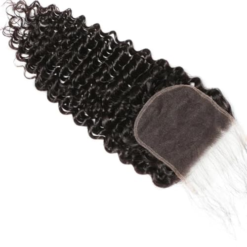 Transparent HD Lace Closure Deep Wave Invisible Ultra-thin 4x4 Closure Brazilian Raw Virgin Human Hair Natural Black (4x4 Lace Closure, 14 Inch) — view 2
