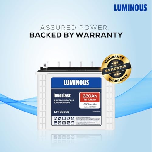 Image of Luminous Inverlast ILTT26060 Tall Tubular Inverter Battery for Home, Office & Shops | 220Ah High-Performance, Durable & Low Maintenance Battery | Easy Installation | 60 Months Warranty