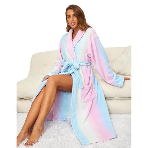 Image of RONGTAI Womens Bathrobe Ladies Fleece Plush Warm Long Robes Fleece Nightgown Sleepwear