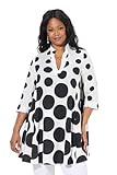 Stehkragen mit V-Ausschnitt Ulla Popken Damen große Größen Übergrößen Plus Size Tunika, Punkte, Godetfalten, V-Ausschnitt, 3/4-Arm schneeweiß 58+ 835413200-58+