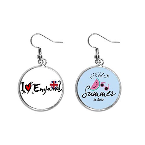 Pendientes de sandía con palabra amor y corazón de ilustración para lóbulo