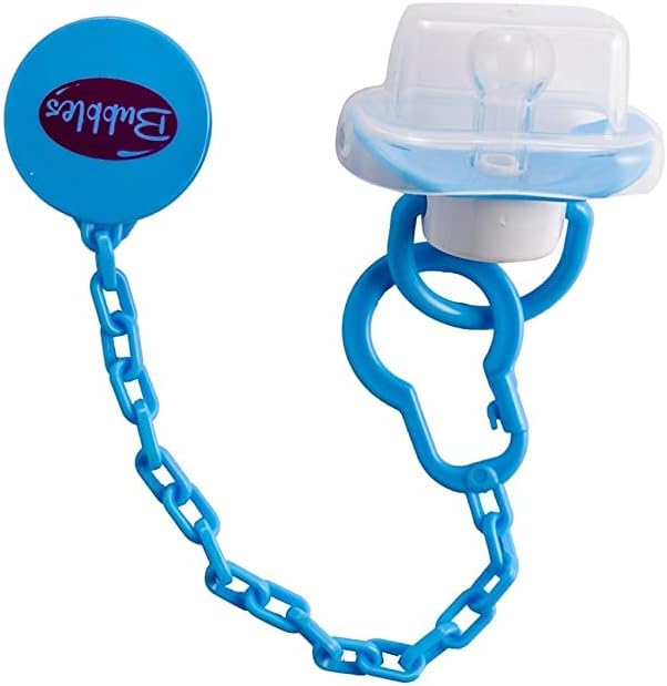 Bubbles pacifier beveled with chain - blue