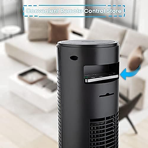 PureMate Tower Fan, 38-inch Oscillating Tower Fan, 3 Cooling Fan Speeds, Large LED Display, 4 Operational Modes, 12-Hour Timer, Portable Floor Bladeless Fan for Bedroom Living Rooms Office