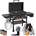 Blackstone Original 28 Inch Omnivore Griddle 2287 with Hood and Side Shelves, Flat Top Grill, Outdoor Griddle with Blackstone Accessories, Blackstone Griddle Seasoning, Wholesalehome Gloves and Cloth