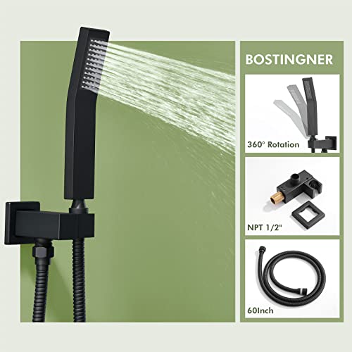 Bostingner Shower Body Sprays Systems, 10 Inch Rain Shower Head System Wall Mounted, All Metal Shower Jets System, Contain Rough-in Shower Valve, Matte Black - Image 5