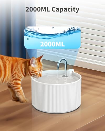 Image of Lawfery 74oz /2.2L Ceramic Cat Water Fountain, Automatic Pet Drinking Fountain for Indoor Cats & Small Dogs, BPA-Free Water Dispenser with Ultra-Quiet Pump, Easy Maintenance