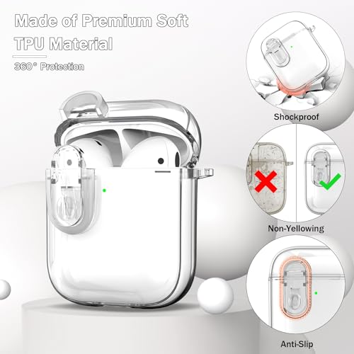 Image of for Airpod Case with Cleaner Kit, Crystal Clear Cover | Highly Transparent Anti-Yellowing TPU,Shockproof,Scratch-Resistant,Travel-Ready Keychain Cover for Work,Gym&Daily,white